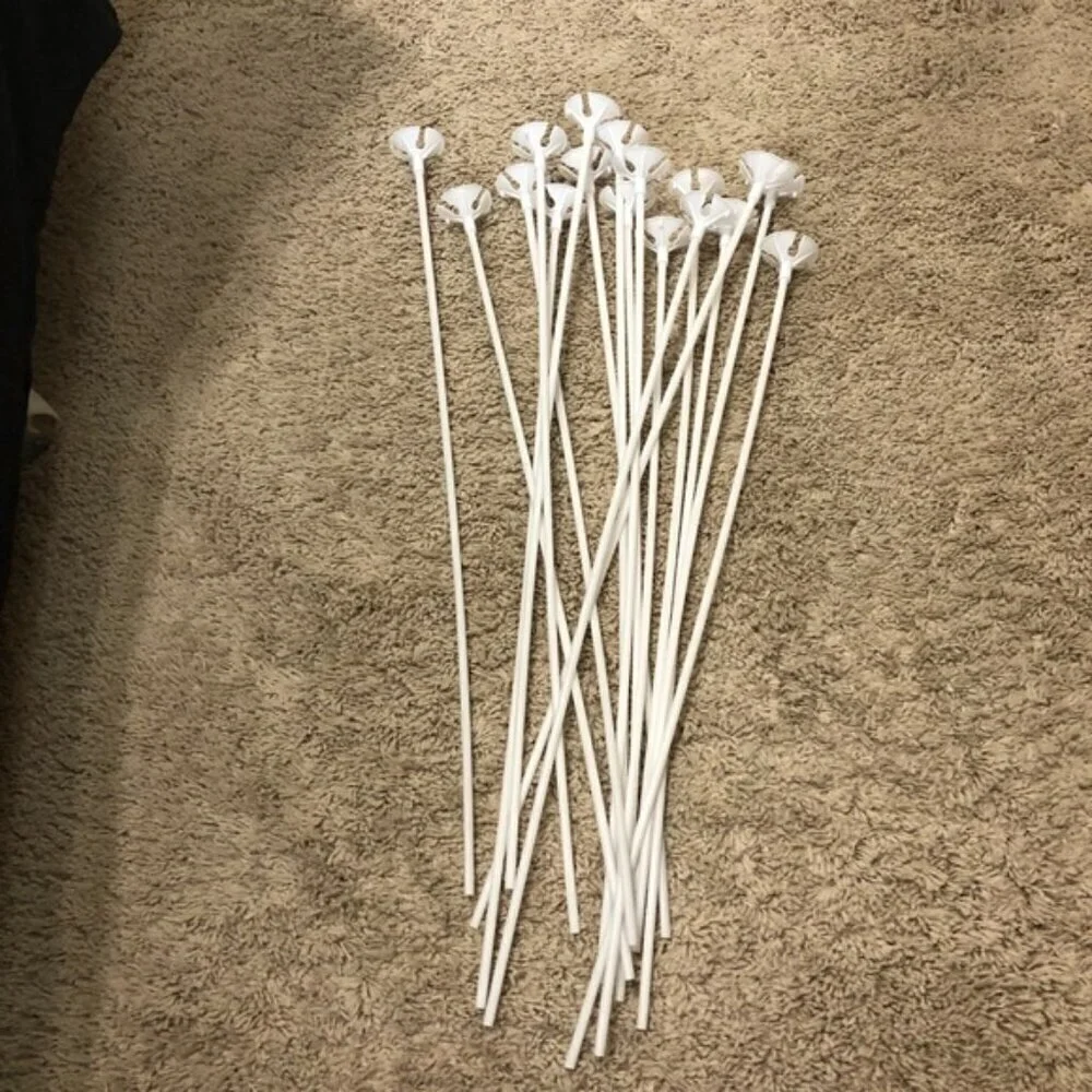 17 White Balloon Sticks for Parties